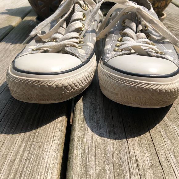 ALL STAR Converse Sneakers Gray/Blue Polka Dots / Double Tongue Women's Size 7 - Picture 6 of 13